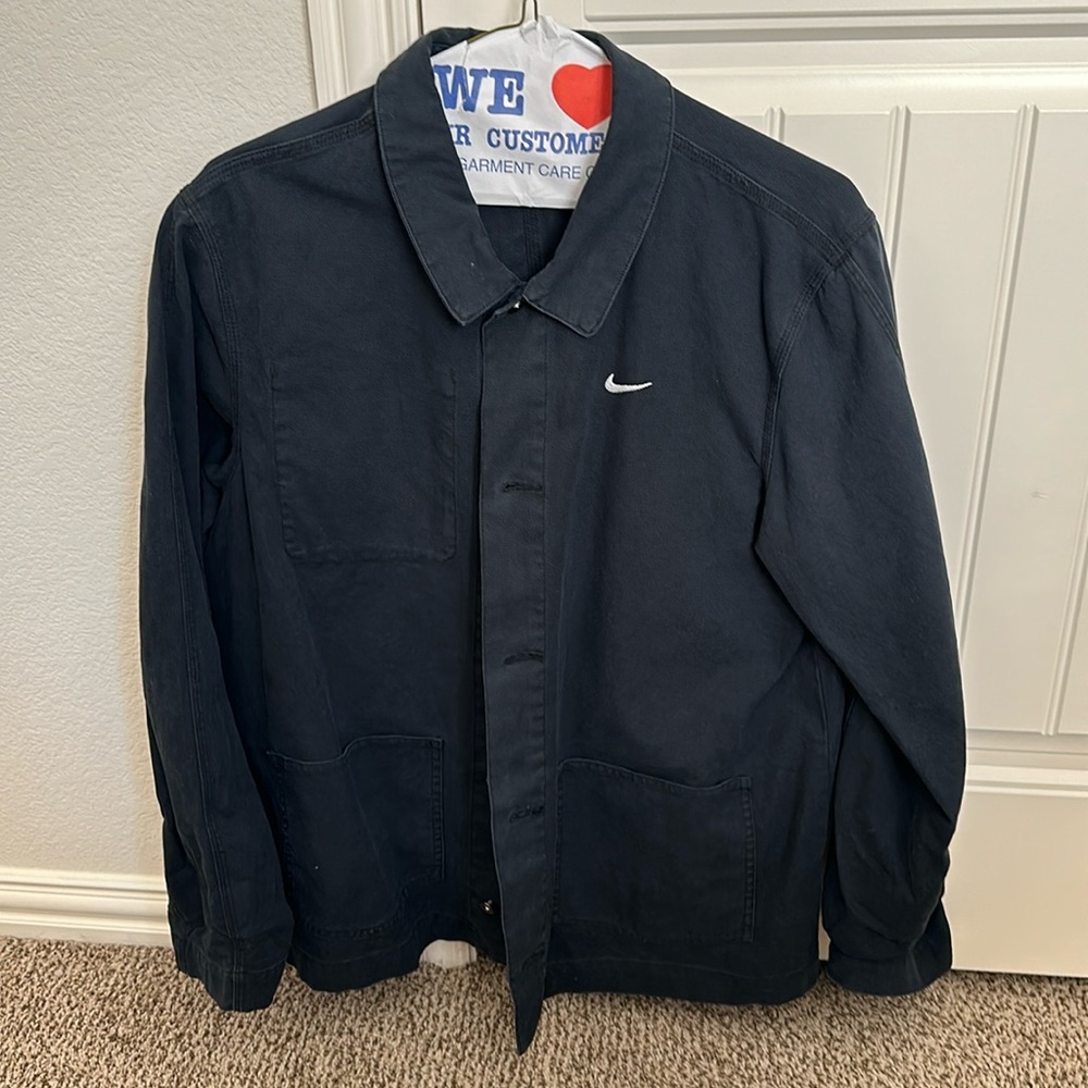 Nike Life Unlined Chore Coat Button Down Black DQ5184-010, Size Medium